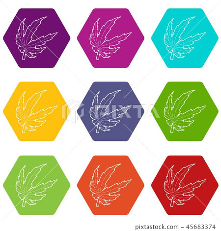 Marijuana leaf icons set 9 vector Marijuana leaf icons set 9 vector 45683374