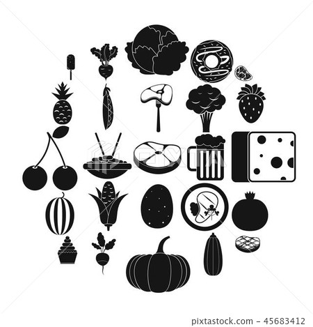 Corn icons set, simple style Corn icons set, simple style 45683412