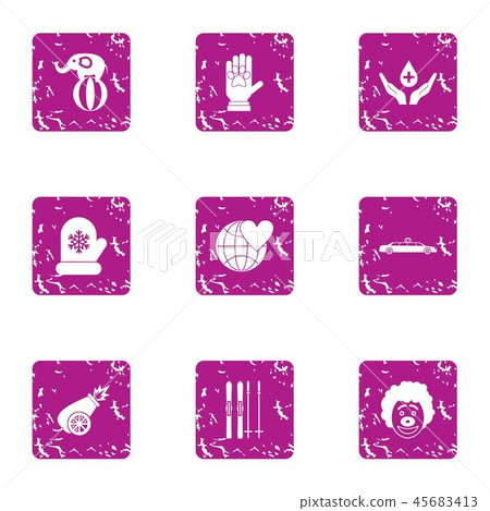 Comedy circus icons set, grunge style Comedy circus icons set, grunge style 45683413