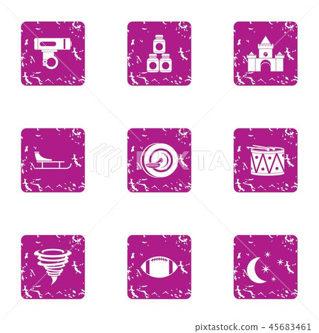 Night gayety icons set, grunge style Night gayety icons set, grunge style 45683461