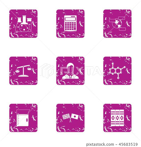 Correct chemical composition icons set, grunge style Correct chemical composition icons set, grunge style 45683519