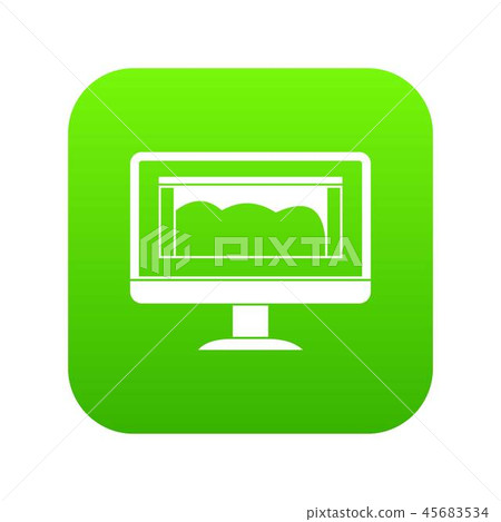 Drawing monitor icon digital green Drawing monitor icon digital green 45683534