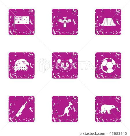 World bedroom icons set, grunge style 45683540