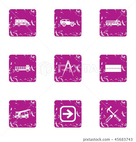 Maintenance machine icons set, grunge style Maintenance machine icons set, grunge style 45683743