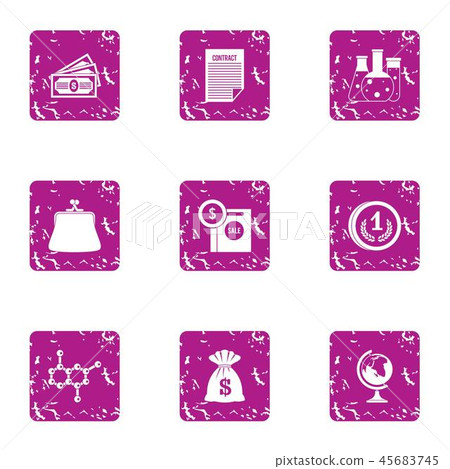 Scientific money icons set, grunge style Scientific money icons set, grunge style 45683745
