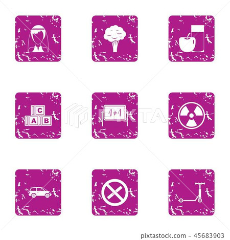 School education icons set, grunge style 45683903