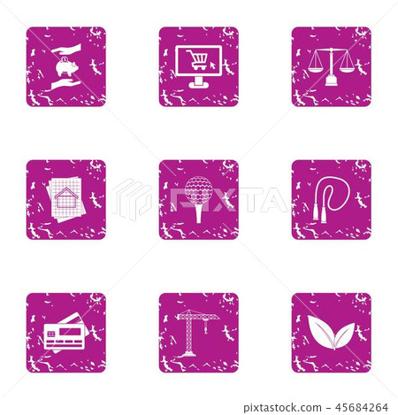 Wheelbarrow icons set, grunge style 45684264
