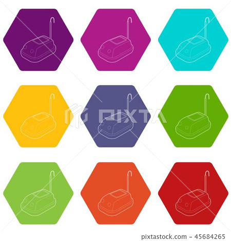 Bumper car in amusement park icons set 9 vector 45684265