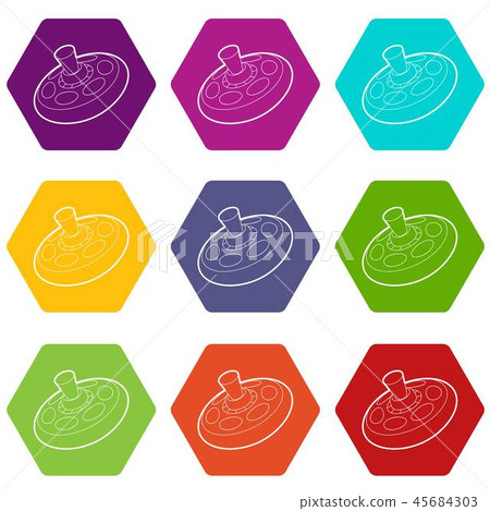 Toy spinning top icons set 9 vector Toy spinning top icons set 9 vector 45684303