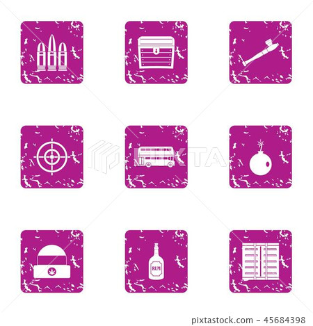 Gun icons set, grunge style 45684398