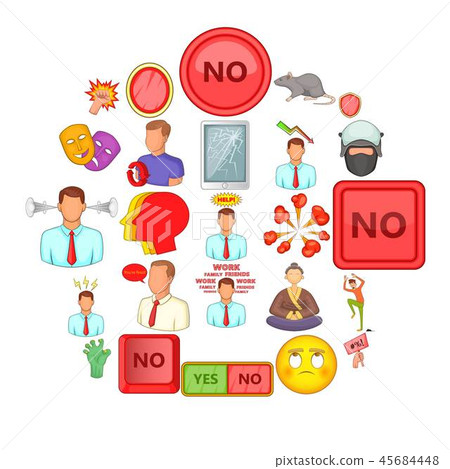 Tension icons set, cartoon style Tension icons set, cartoon style 45684448