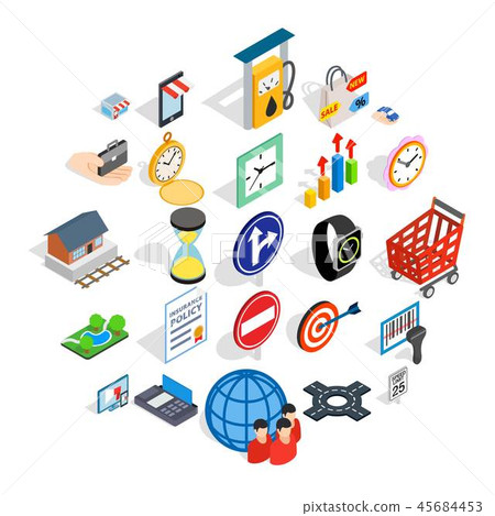 Megapolis icons set, isometric style. Megapolis icons set, isometric style. 45684453
