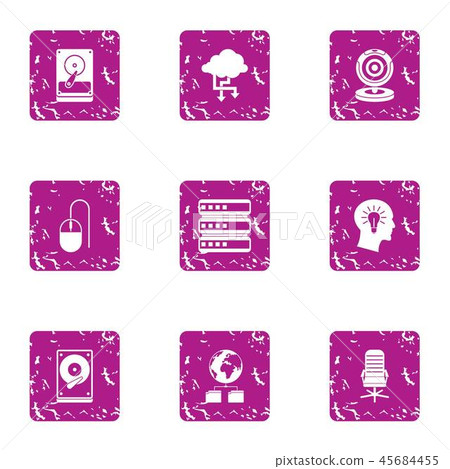 Data processing icons set, grunge style 45684455