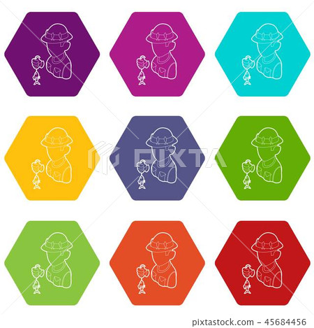 Fisherman icons set 9 vector Fisherman icons set 9 vector 45684456