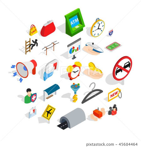 Big city icons set, isometric style 45684464