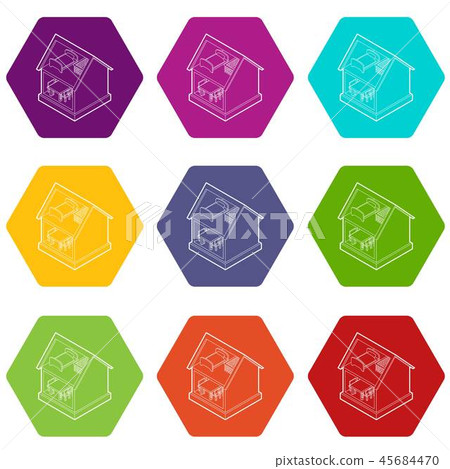 Toy house icons set 9 vector Toy house icons set 9 vector 45684470