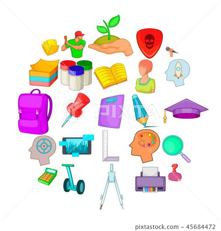 Exercise icons set, cartoon style 45684472