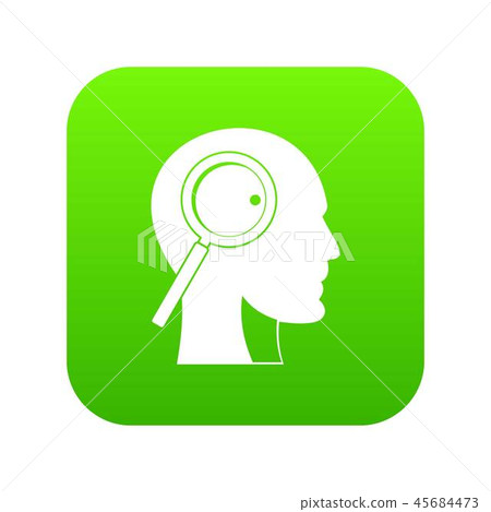 Magnifying glass in head icon digital green 45684473