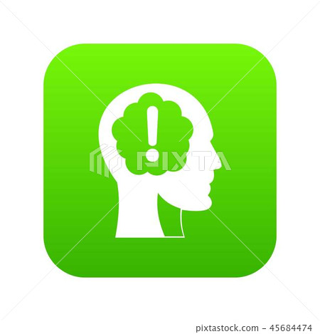 Head with exclamation mark inside icon digital green Head with exclamation mark inside icon digital green 45684474