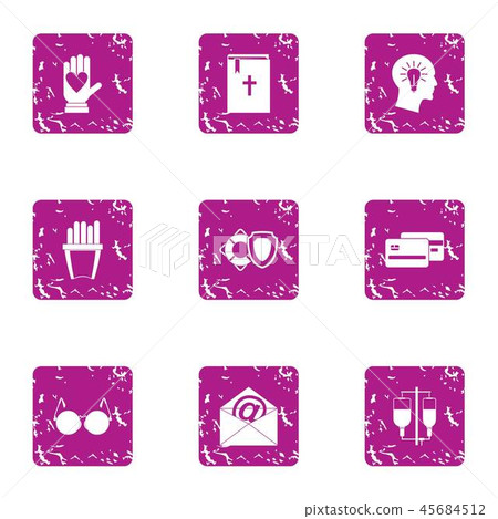 Brainwash icons set, grunge style Brainwash icons set, grunge style 45684512