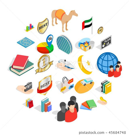 Happy team icons set, isometric style Happy team icons set, isometric style 45684748