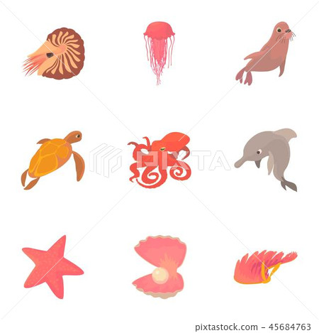 Sea lane icons set, cartoon style 45684763