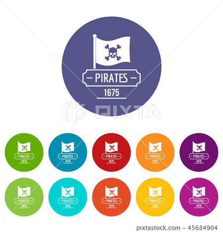 Pirate flag icons set vector color Pirate flag icons set vector color 45684904