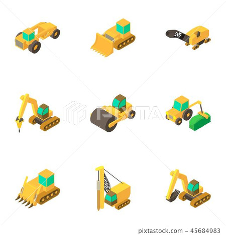 Instrument of road icons set, isometric style Instrument of road icons set, isometric style 45684983