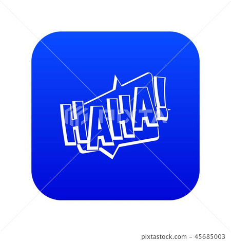 HAHA, comic text sound effect icon digital blue 45685003