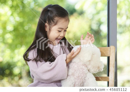 小狗，女孩，韓國 45685112