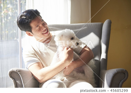 Life, Dog, Man, Adult, Korean Life, Dog, Man, Adult, Korean 45685299