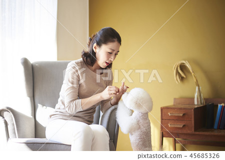 Life, Woman, Adult, Dog, Korean Life, Woman, Adult, Dog, Korean 45685326