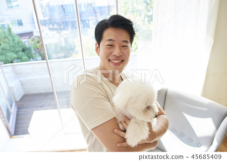 Life, Dog, Man, Adult, Korean Life, Dog, Man, Adult, Korean 45685409