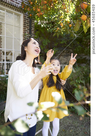 生活，母親，女兒，韓國人 45685489
