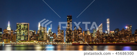 New York East River and Manhattan skyscrapers 45686300