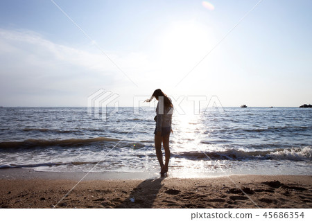 女人，海，Youngjongdo，仁川 45686354
