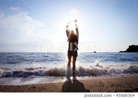 Woman, sea, Youngjongdo, Incheon Woman, sea, Youngjongdo, Incheon 45686364