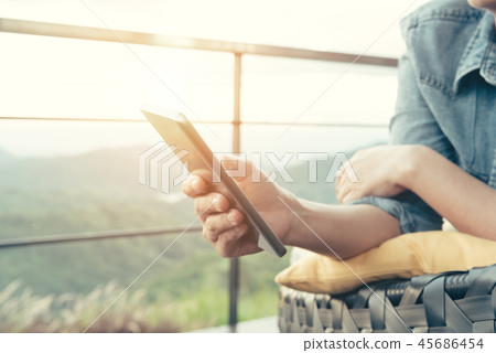 Man using mobile smart phone Man using mobile smart phone 45686454