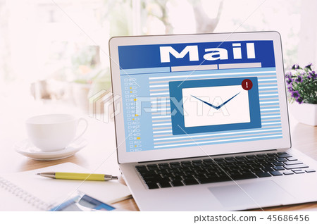New email notification on laptop New email notification on laptop 45686456