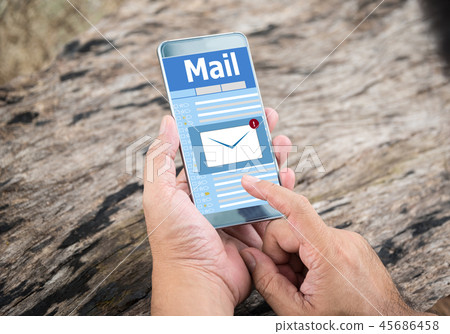 New email notification on mobile phone New email notification on mobile phone 45686458