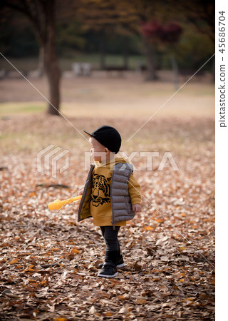 Children, Autumn, Fallen leaves, Olympic park, Outdoors, Child, Boy Children, Autumn, Fallen leaves, Olympic park, Outdoors, Child, Boy 45686704