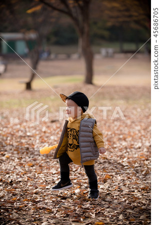 Children, Autumn, Fallen leaves, Olympic park, Outdoors, Child, Boy 45686705