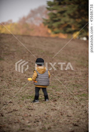 Children, Autumn, Fallen leaves, Olympic park, Outdoors, Child, Boy 45686738