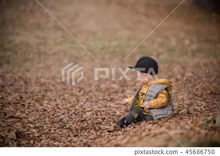 Children, Autumn, Fallen leaves, Olympic park, Outdoors, Child, Boy Children, Autumn, Fallen leaves, Olympic park, Outdoors, Child, Boy 45686750