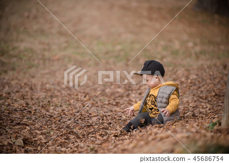 Children, Autumn, Fallen leaves, Olympic park, Outdoors, Child, Boy Children, Autumn, Fallen leaves, Olympic park, Outdoors, Child, Boy 45686754
