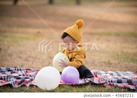 Children, Autumn, Olympic Park, Outdoors, Child, Boy Children, Autumn, Olympic Park, Outdoors, Child, Boy 45687211