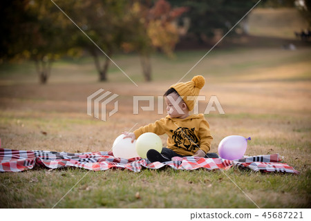Children, Autumn, Olympic Park, Outdoors, Child, Boy Children, Autumn, Olympic Park, Outdoors, Child, Boy 45687221