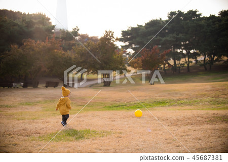 Children, Autumn, Olympic Park, Outdoors, Child, Boy Children, Autumn, Olympic Park, Outdoors, Child, Boy 45687381