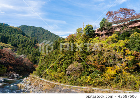 走在秋天的御岳谷長廊 45687606