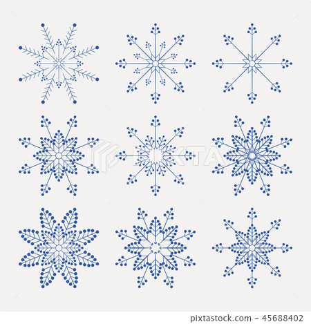 Christmas set of beautiful fragile snowflakes of blue color, Christmas set of beautiful fragile snowflakes of blue color, 45688402